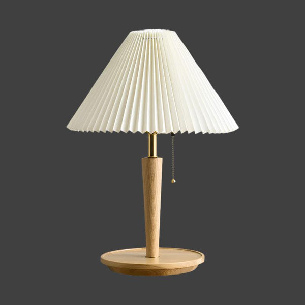 Walden Pleated Table Lamp – Vintage Wooden Lighting | Mid-Century Ambient Design
