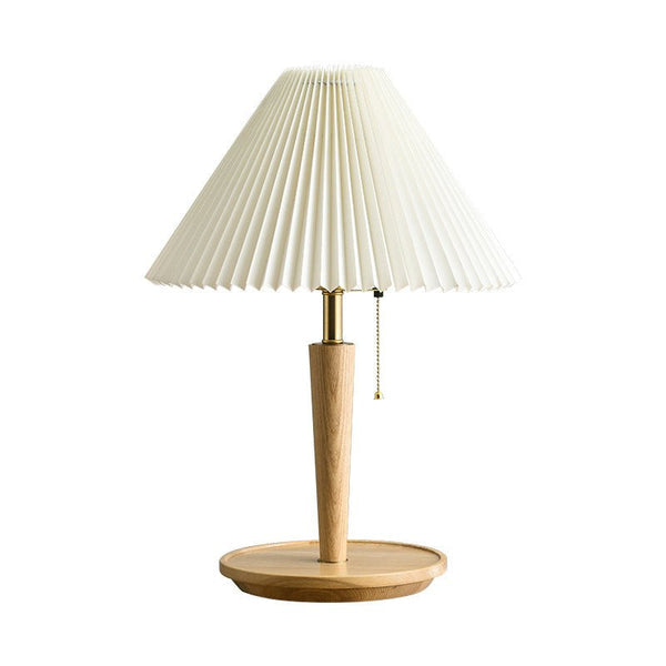 Walden Pleated Table Lamp – Vintage Wooden Lighting | Mid-Century Ambient Design