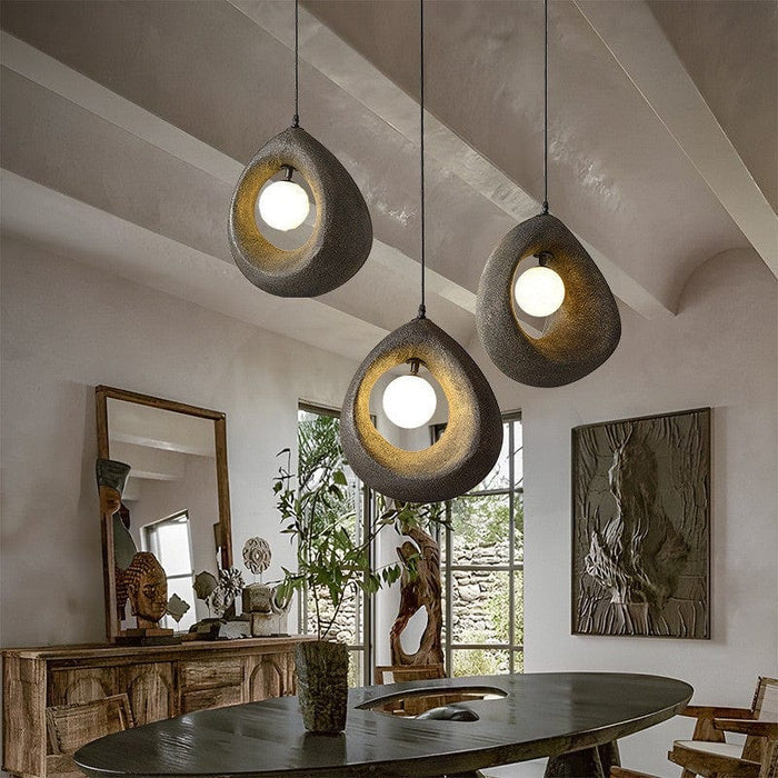 Sabiora Pendant Light – Round Wabi-Sabi Hanging Lamp | Minimalist Japandi Ceiling Lighting