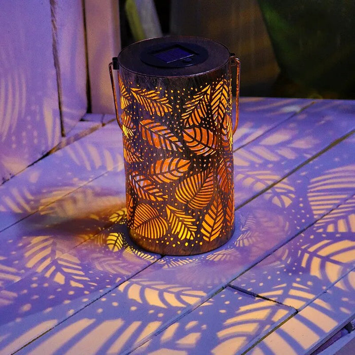 Luminous Leaf Lantern – Decorative Outdoor Lantern with Tropical Leaf Design