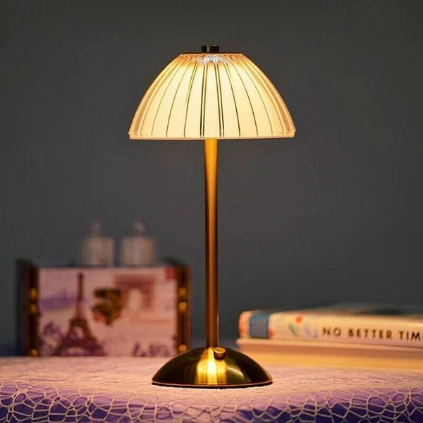 Celestia Crystal Table Lamp – Rechargeable Luxury Lighting | Cordless Metallic Accent Design