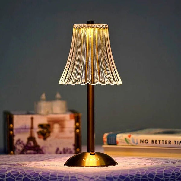 Celestia Crystal Table Lamp – Rechargeable Luxury Lighting | Cordless Metallic Accent Design