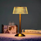 Celestia Crystal Table Lamp – Rechargeable Luxury Lighting | Cordless Metallic Accent Design