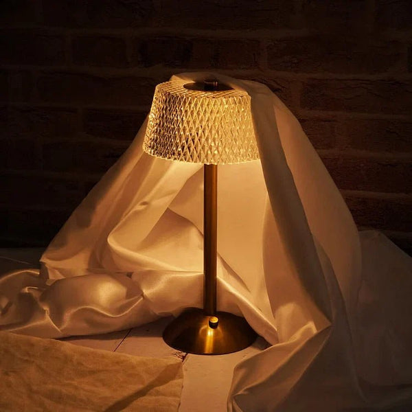 Celestia Crystal Table Lamp – Rechargeable Luxury Lighting | Cordless Metallic Accent Design