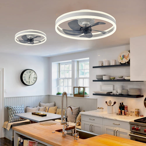 AeroLume Ceiling Fan Light – Modern Flush Mount LED Fan | Smart Cooling & Ambient Interior Lighting