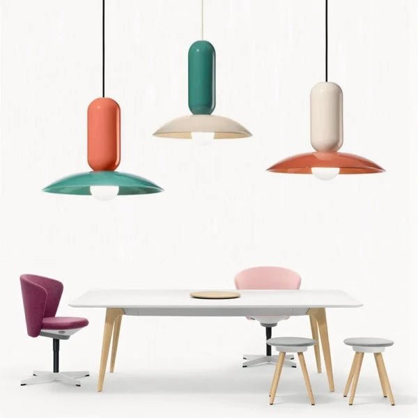 Macaron Frisbee Pendant Light – Playful Modern Hanging Lamp | Colourful Scandinavian Ceiling Lighting