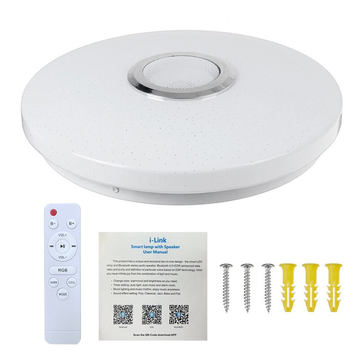 Smart LED Ceiling Light with Bluetooth Speaker – RGB Dimmable Flush Mount Lamp | Modern Multi-Function Lighting
