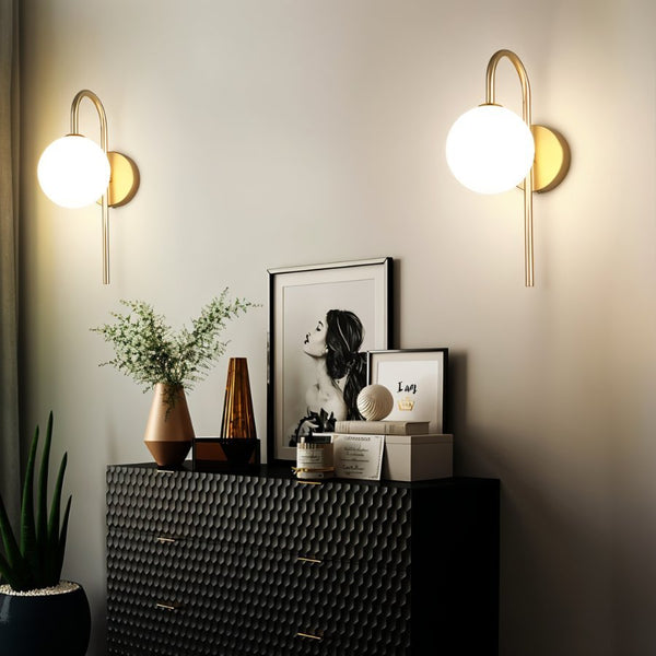 Nidia Luxe Wall Light – Designer Glass & Metal Sconce | Elegant Gold Accent Lighting