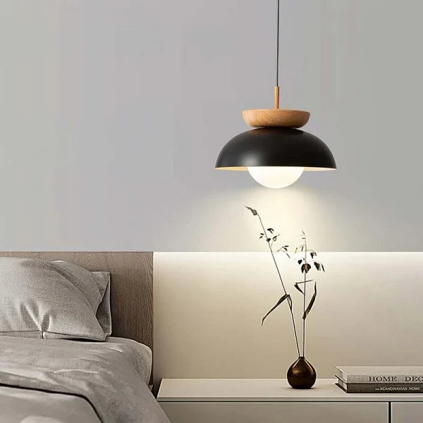 Nordic Half Wooden Pendant Light – Minimalist Scandinavian Hanging Lamp | Natural Modern Ceiling Lighting