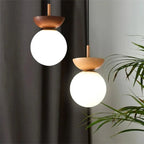 Nordic Half Wooden Pendant Light – Minimalist Scandinavian Hanging Lamp | Natural Modern Ceiling Lighting