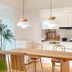 Nordic Half Wooden Pendant Light – Minimalist Scandinavian Hanging Lamp | Natural Modern Ceiling Lighting
