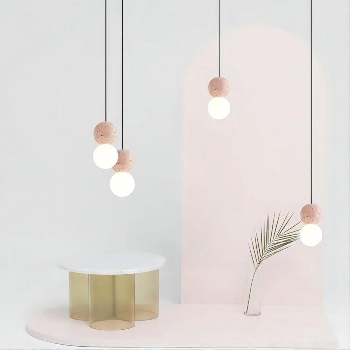 Orbis Stone Pendant Light – Contemporary Cement Hanging Lamp | Sculptural Glass Lighting | Modern Architectural Décor