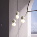 Orbis Stone Pendant Light – Contemporary Cement Hanging Lamp | Sculptural Glass Lighting | Modern Architectural Décor