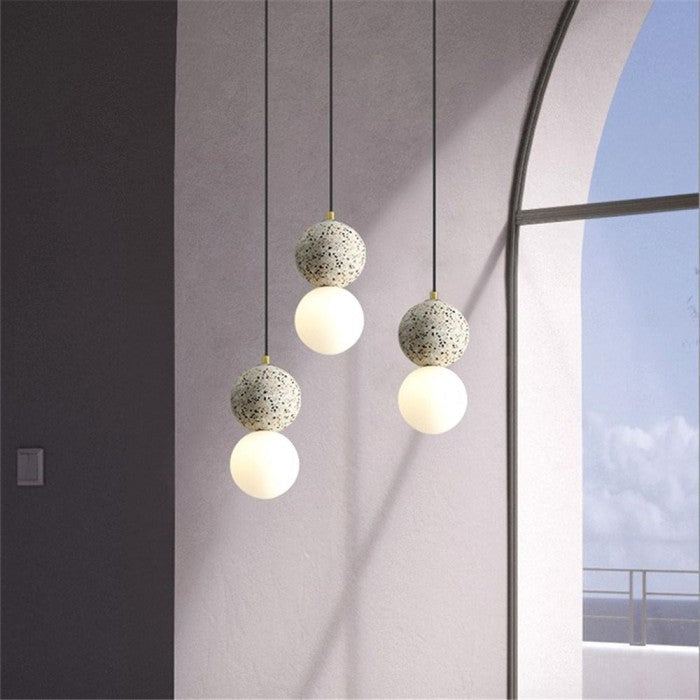 Orbis Stone Pendant Light – Contemporary Cement Hanging Lamp | Sculptural Glass Lighting | Modern Architectural Décor