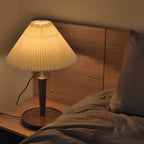 Walden Pleated Table Lamp – Vintage Wooden Lighting | Mid-Century Ambient Design
