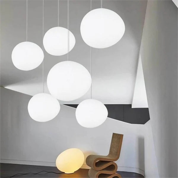 Frosted Glass Pendant Light – Minimalist Designer Ceiling Lamp | Modern Ambient Interior Lighting