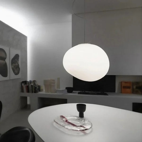 Frosted Glass Pendant Light – Minimalist Designer Ceiling Lamp | Modern Ambient Interior Lighting