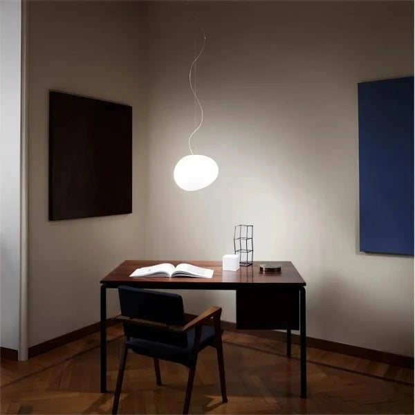Frosted Glass Pendant Light – Minimalist Designer Ceiling Lamp | Modern Ambient Interior Lighting