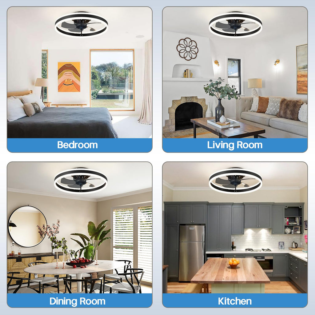 AeroLume Ceiling Fan Light – Modern Flush Mount LED Fan | Smart Cooling & Ambient Interior Lighting