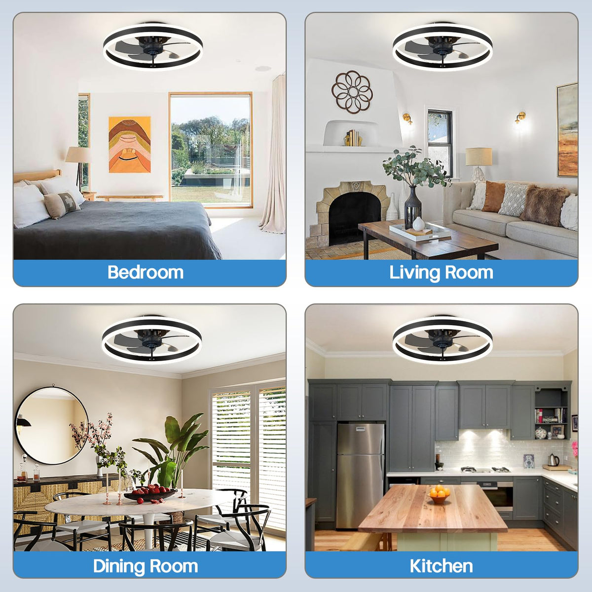 AeroLume Ceiling Fan Light – Modern Flush Mount LED Fan | Smart Cooling & Ambient Interior Lighting