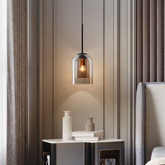 Smoked Glass Pendant Light – Modern Vintage Hanging Lamp | Luxury Ambient Interior Lighting