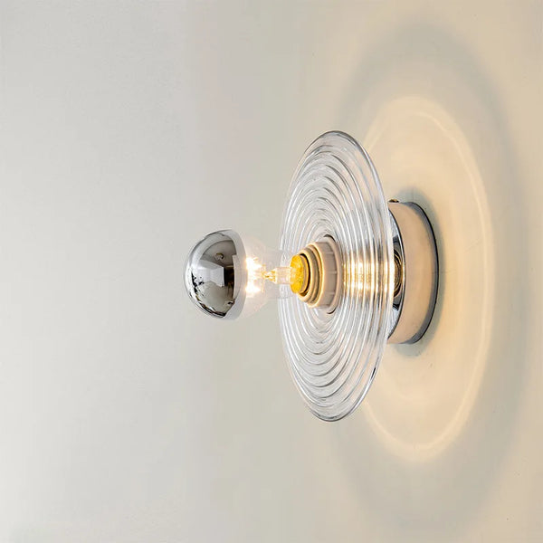 Riviera Glass Wall Light – Vintage-Inspired LED Wall Lamp | Ripple Glass Ambient Lighting | Timeless Interior Elegance