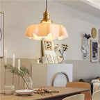 Fleuréa Glass Pendant Light – Vintage Floral Ceiling Lamp | Cream Retro Hanging Light for Elegant Interiors