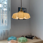 Fleuréa Glass Pendant Light – Vintage Floral Ceiling Lamp | Cream Retro Hanging Light for Elegant Interiors