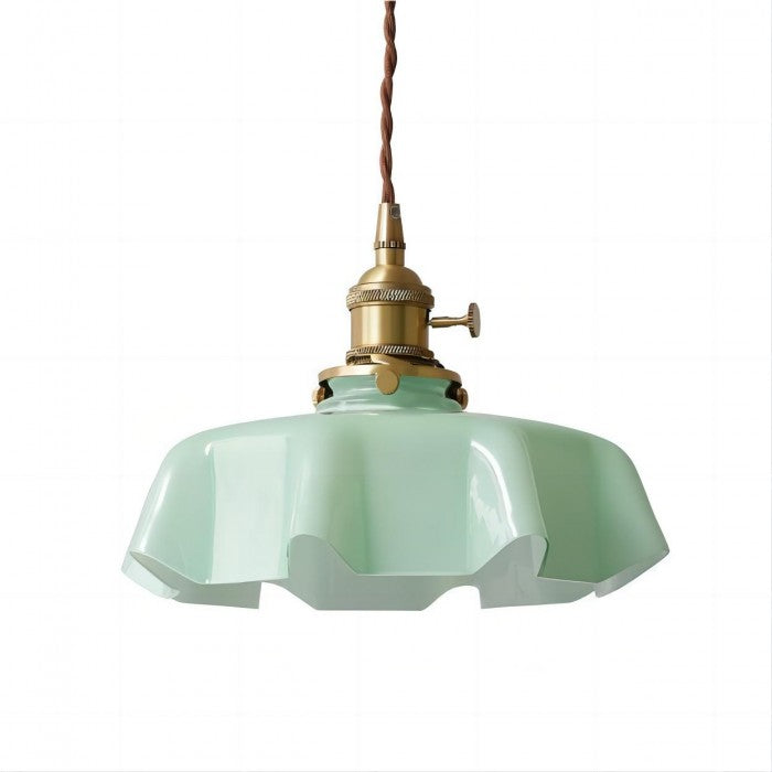 Fleuréa Glass Pendant Light – Vintage Floral Ceiling Lamp | Cream Retro Hanging Light for Elegant Interiors