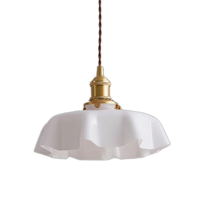 Fleuréa Glass Pendant Light – Vintage Floral Ceiling Lamp | Cream Retro Hanging Light for Elegant Interiors