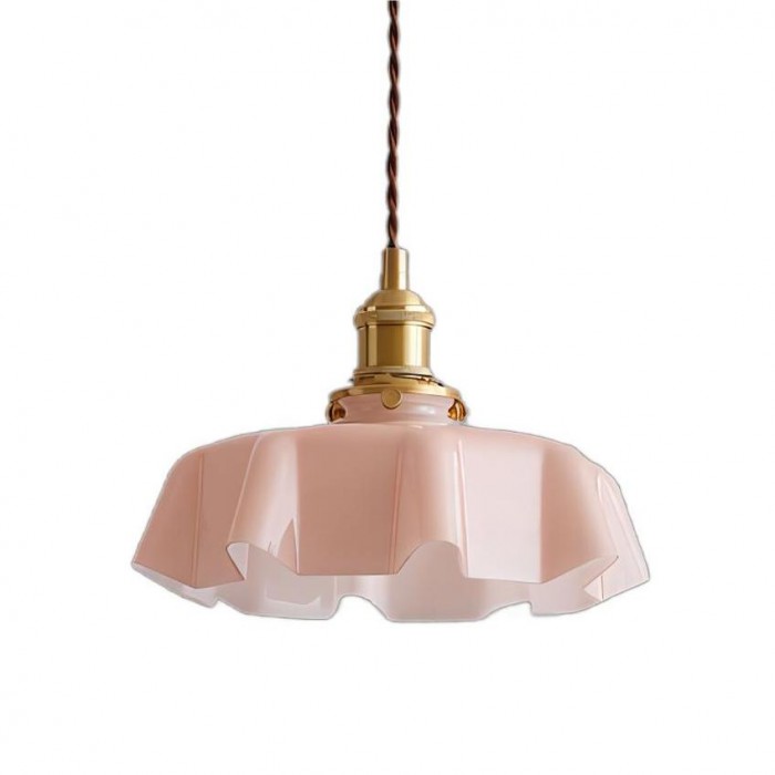 Fleuréa Glass Pendant Light – Vintage Floral Ceiling Lamp | Cream Retro Hanging Light for Elegant Interiors