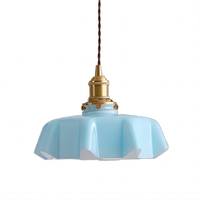 Fleuréa Glass Pendant Light – Vintage Floral Ceiling Lamp | Cream Retro Hanging Light for Elegant Interiors