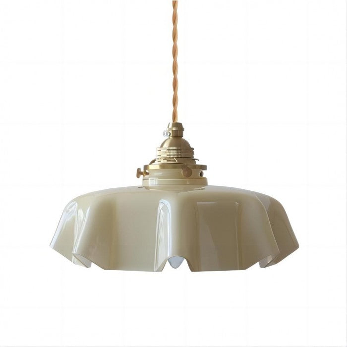 Fleuréa Glass Pendant Light – Vintage Floral Ceiling Lamp | Cream Retro Hanging Light for Elegant Interiors