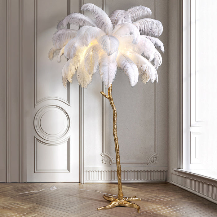 Nordic Ostrich Feather Floor Lamp – Luxury Statement Lighting with Soft Ambient Glow