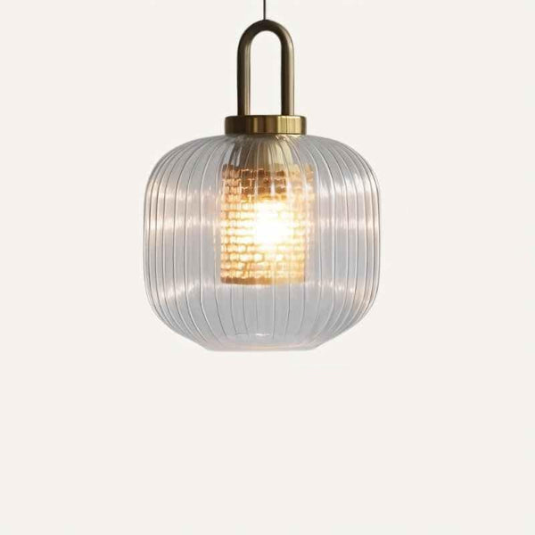 Tosqa Pendant Light – Ribbed Glass Hanging Lamp | Modern Ambient Interior Lighting