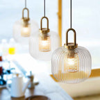 Tosqa Pendant Light – Ribbed Glass Hanging Lamp | Modern Ambient Interior Lighting