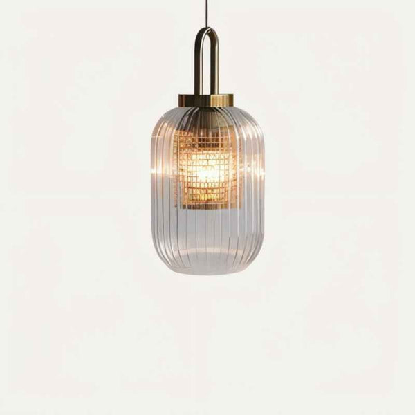 Tosqa Pendant Light – Ribbed Glass Hanging Lamp | Modern Ambient Interior Lighting
