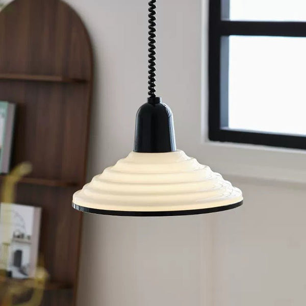 French Cream Wind Glass Pendant Light – Elegant Parisian Hanging Lamp | Soft Vintage Modern Ceiling Lighting
