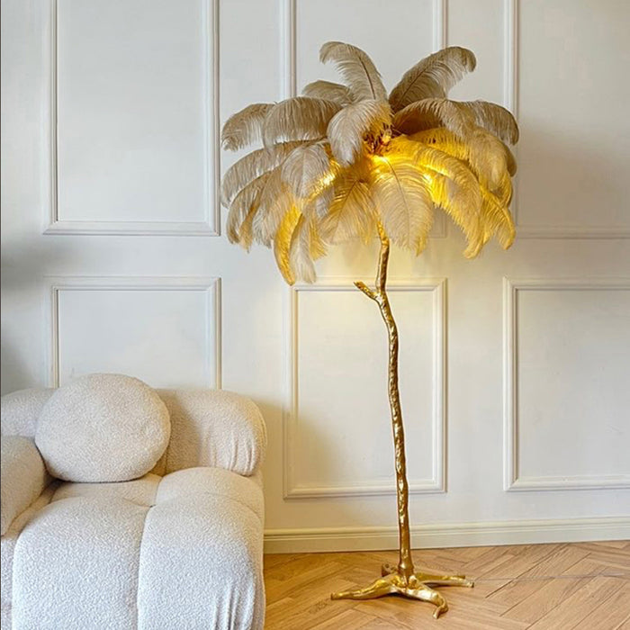 Nordic Ostrich Feather Floor Lamp – Luxury Statement Lighting with Soft Ambient Glow