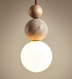 Travertine Stone Pendant Light – Natural Lava Rock Hanging Lamp | Modern Rustic Interior Lighting