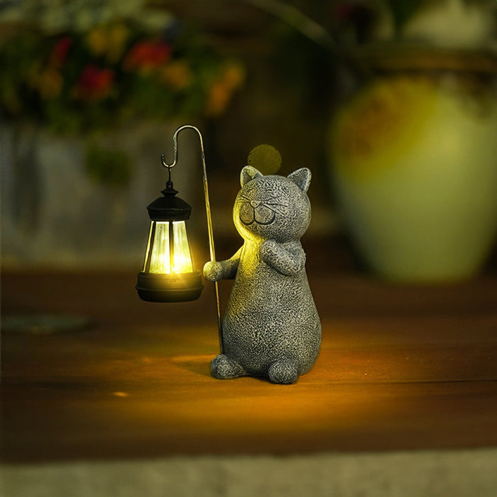 Golden Glowing Cat Garden Lamp – Solar Decorative Cat Statue Light | Outdoor Garden Lighting